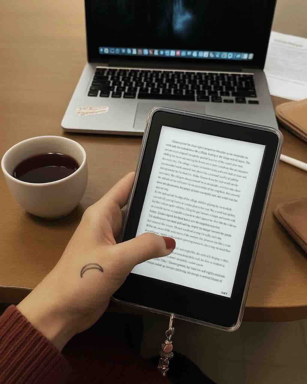 Happy customer reading